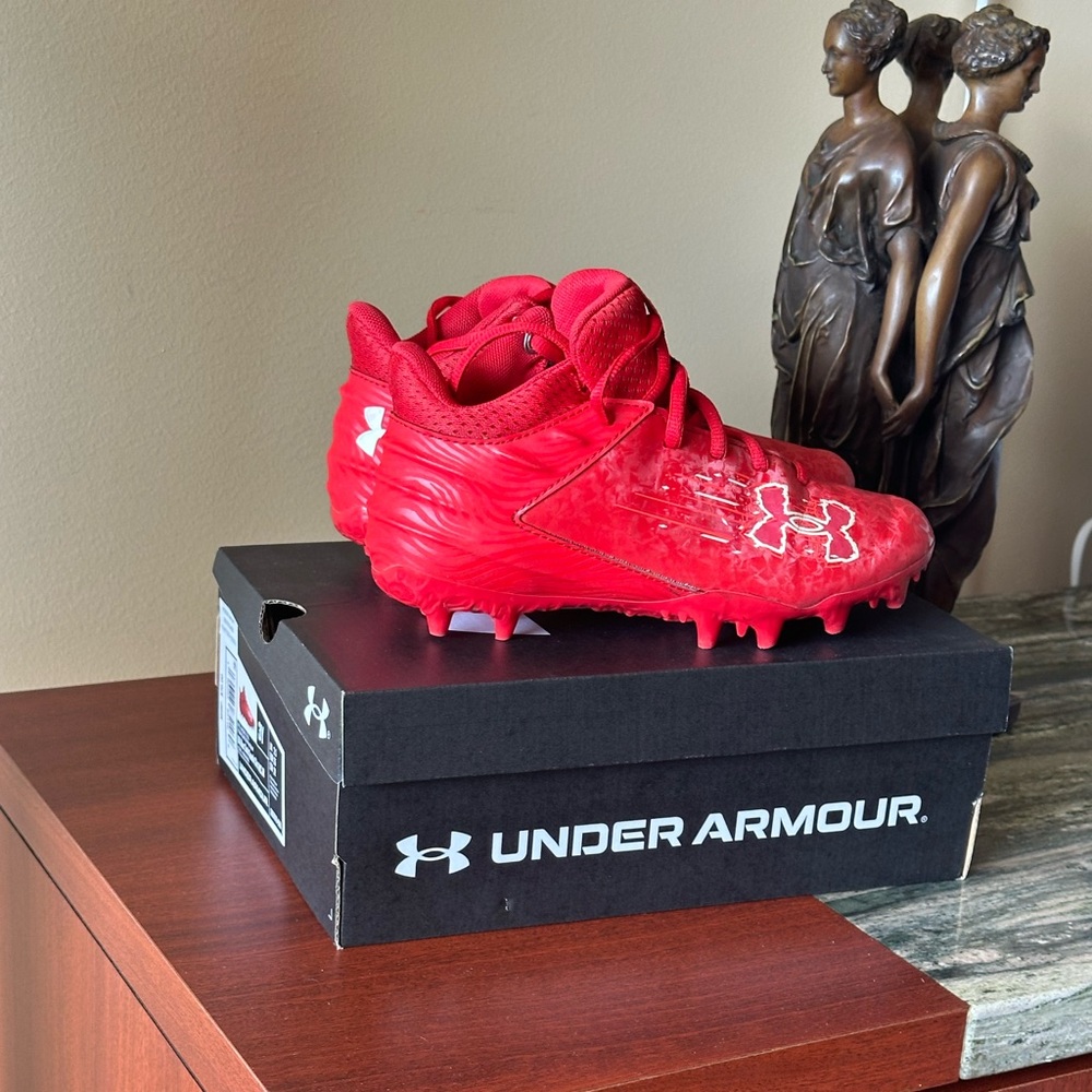 UNDER ARMOUR Boys Soccer Sneakers Size 3Y, EUR 35, 22cm.Blur Smoke Suede Slct.